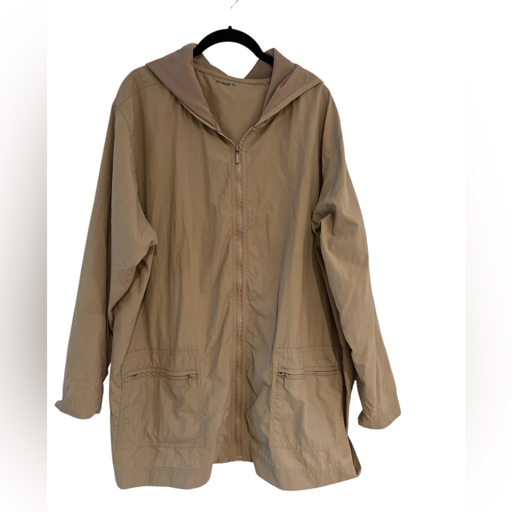 Danskin Tan Hooded Women's Rain Lightweight Jacket Size XL EUC